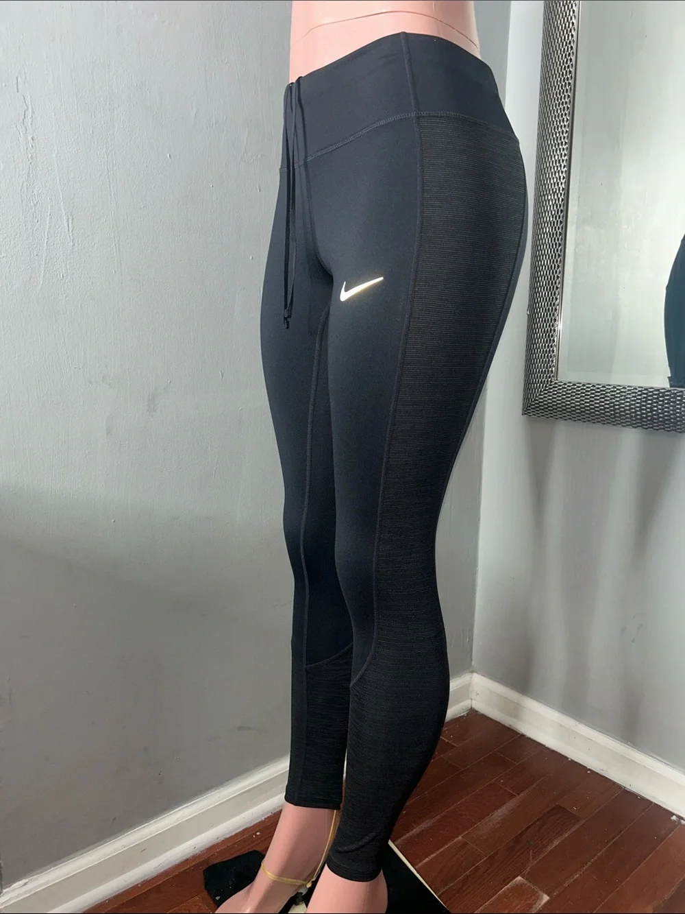 Nike Black Reflective Swoosh High-Rise Leggings